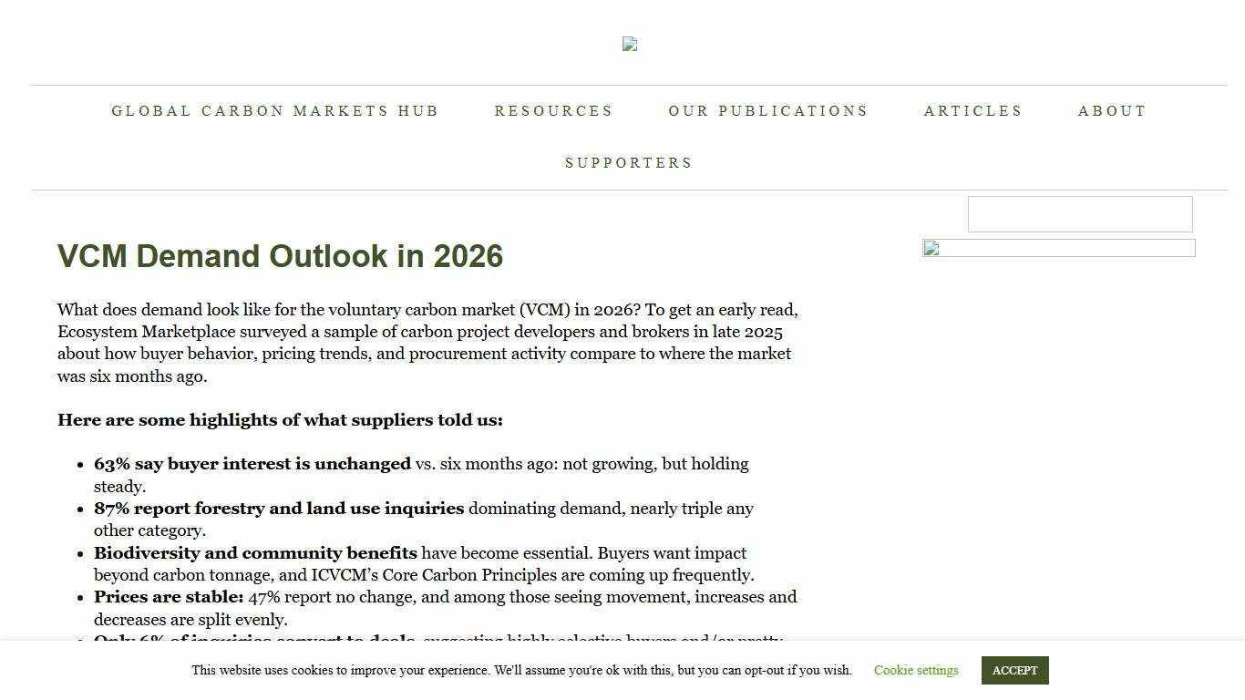VCM Demand Outlook in 2026 - Ecosystem Marketplace
